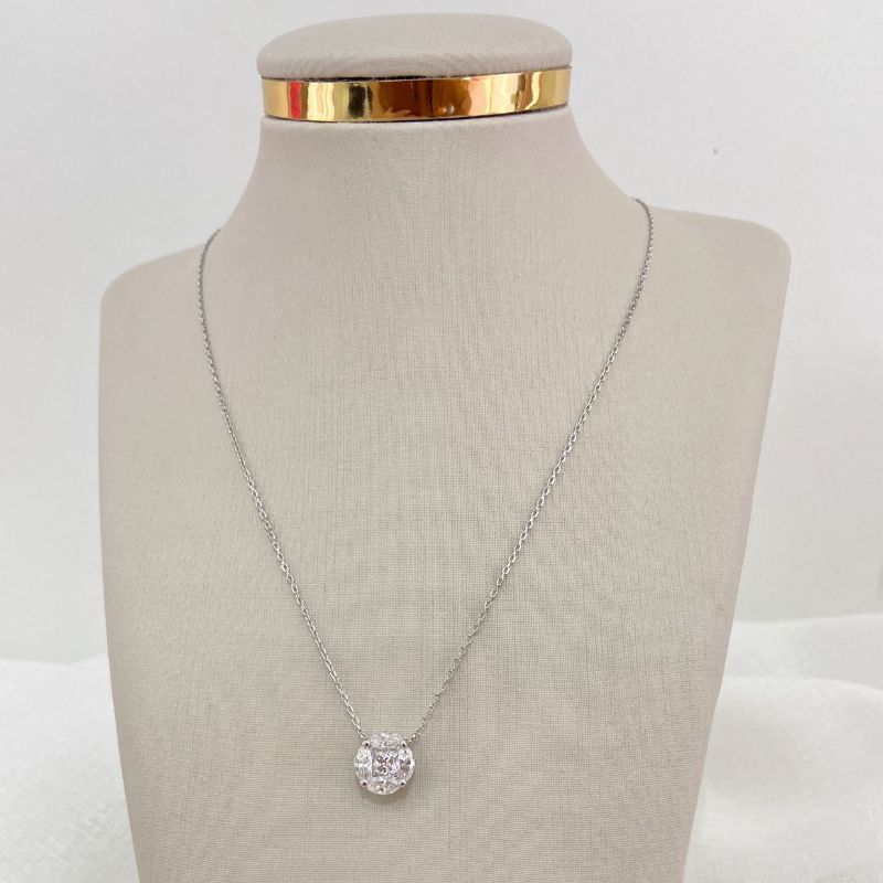 Gargantilha Prata Pedra Cristal Nita 45cm