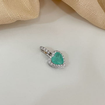 Pingente Prata Coração Cravejado 10x8mm