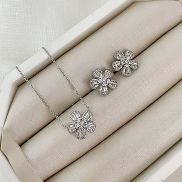 Conjunto Prata Flor Pizza 2mm 45cm