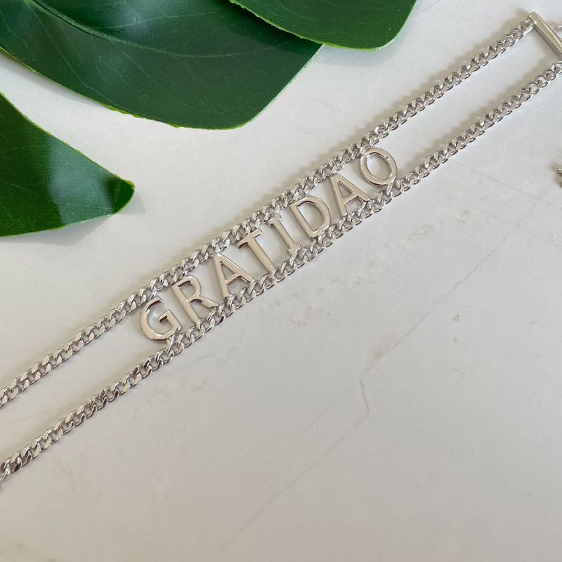 Pulseira Prata Gratidao