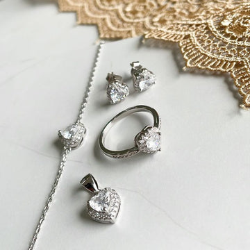 Conjunto Prata Pedras