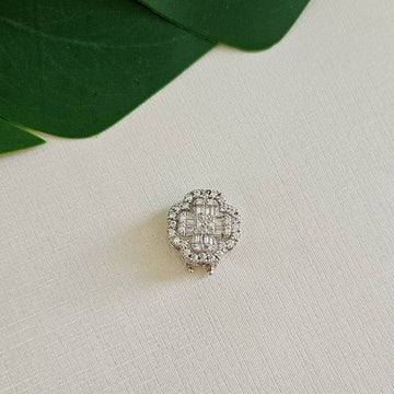 Pingente Prata Pulseira Flor Cravejado
