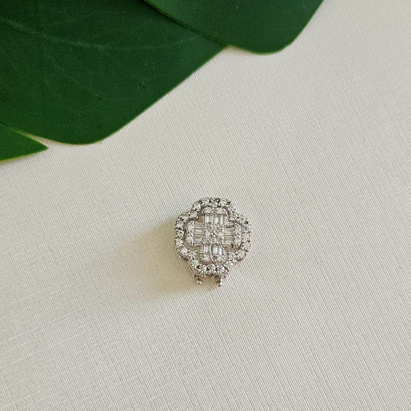 Pingente Prata Pulseira Flor Cravejado