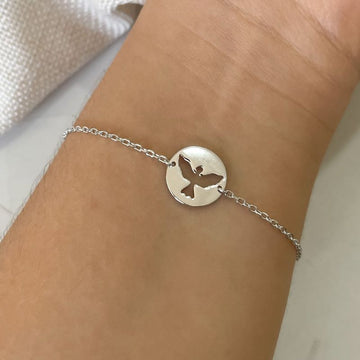 Pulseira Prata Placa Divino 19cm