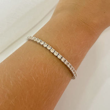 Pulseira Prata Riviera Champanhe 18cm 3mm