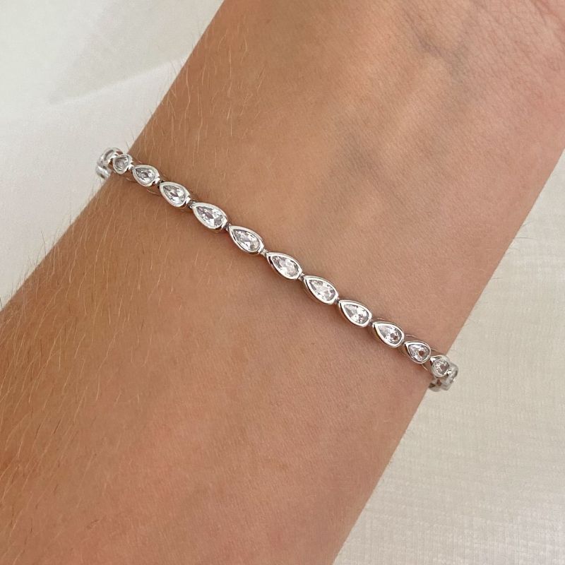 Pulseira Prata Gota Cristal