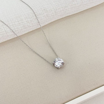 Gargantilha Prata Ponto de Luz Cristal 45 Cm 8 Mm