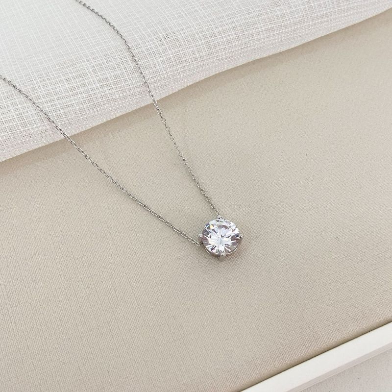 Gargantilha Prata Ponto de Luz Cristal 45 Cm 8 Mm