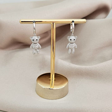 Argola Prata Urso Cravejada