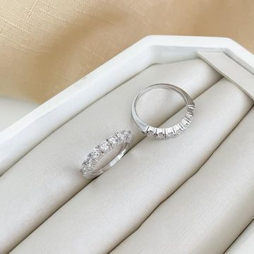 Anel Prata Meia Aliança 3mm Moissanite