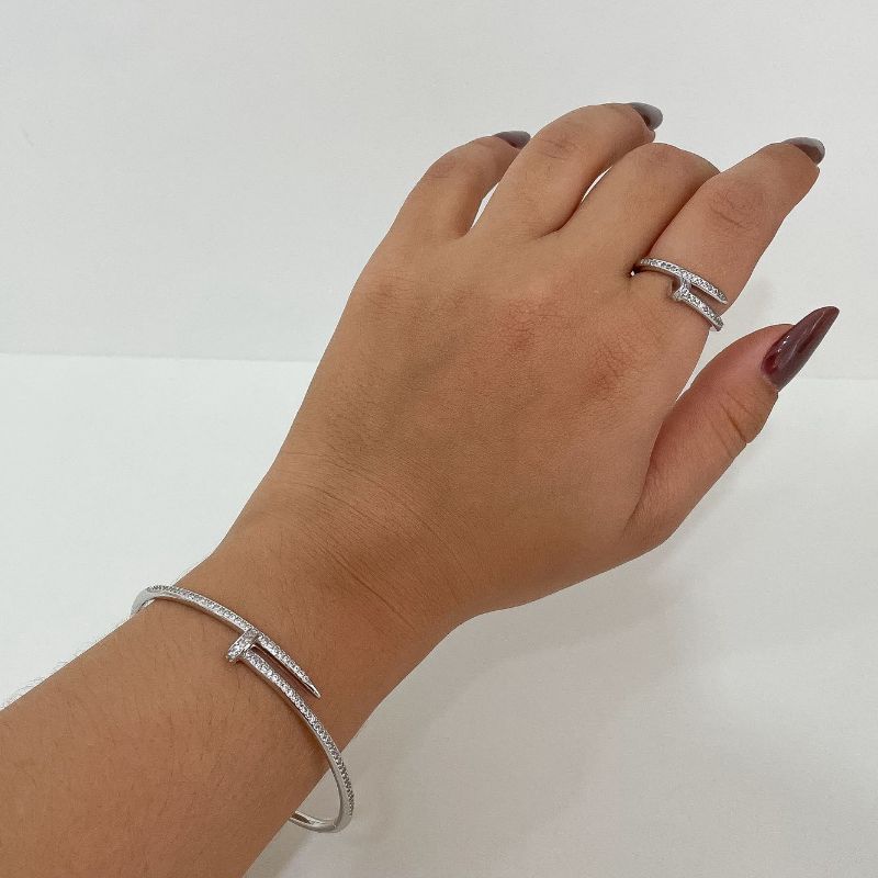 Conjunto Prata Prego Cravejado