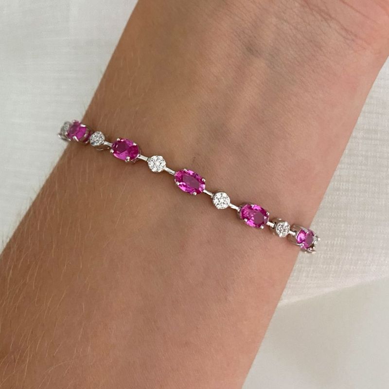 Pulseira Prata em Pedras 17cm 4.6mm