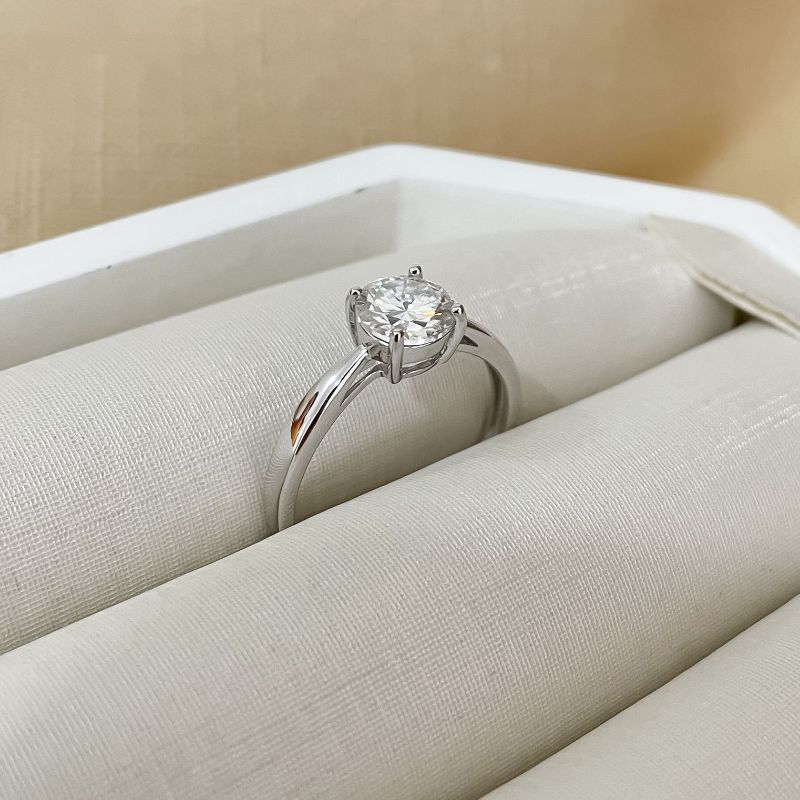 Anel Prata Solit Moissanite 6.5mm