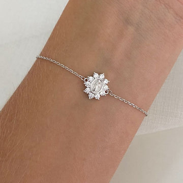 Pulseira Prata N Senhora em Pedras Cristais