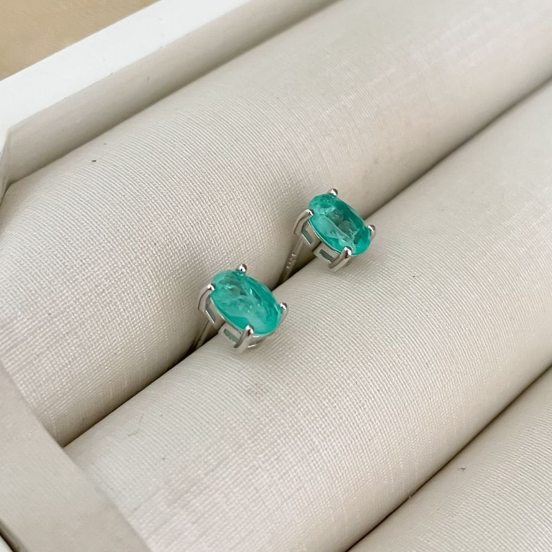 Brinco Prata Pedra Verde
