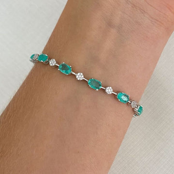 Pulseira Prata em Pedras 4.6mm 17cm
