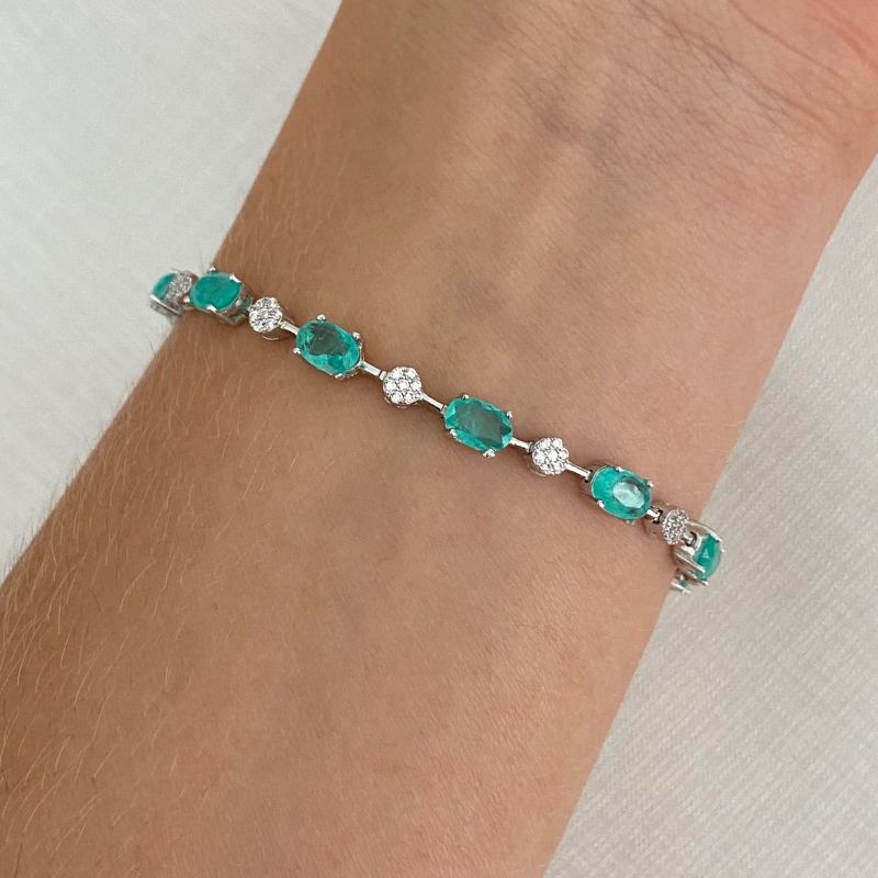 Pulseira Prata em Pedras 4.6mm 17cm