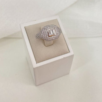 Anel Prata Pedra Cristal Cravejado
