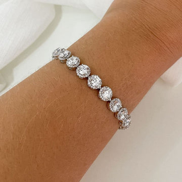 Pulseira Prata em Pedras Cravejada 17cm 5mm