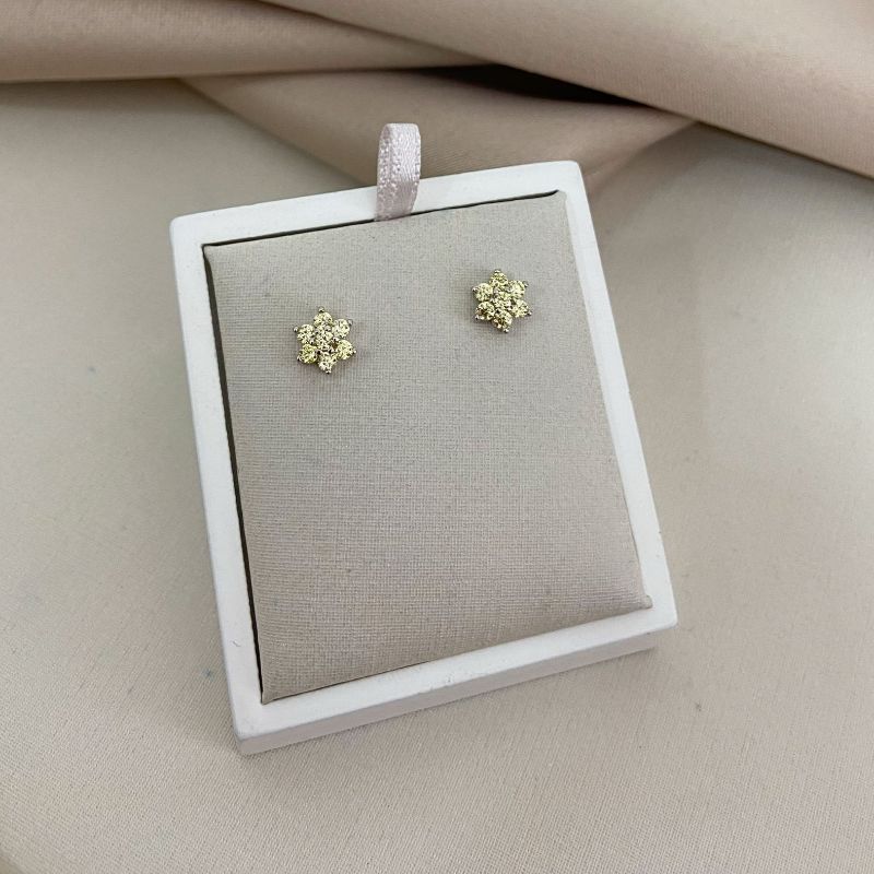 Brinco Prata Flor Amarela