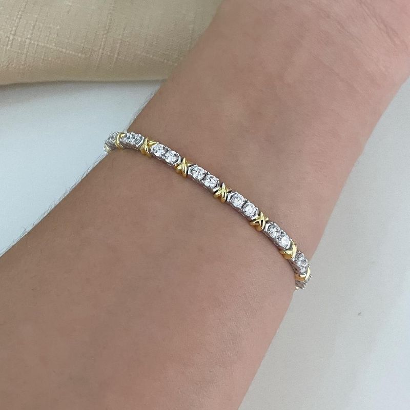 Pulseira Prata em Pedras 17cm 3mm