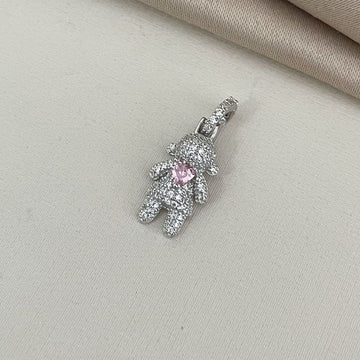 Pingente Prata Menina Rosa Claro