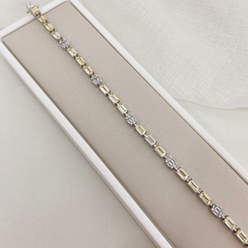Pulseira Prata Pedras Cristal/Amarelo Claro