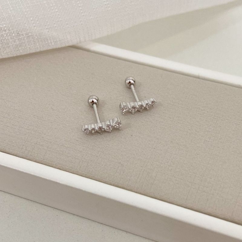 Piercing Prata 5 Pedras 2 Mm