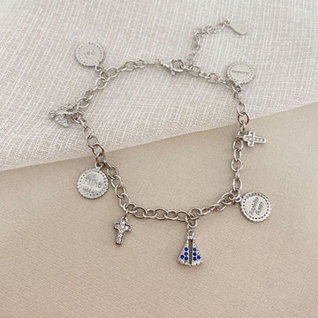 Pulseira Prata Divino/N S Aparecida/Cruz