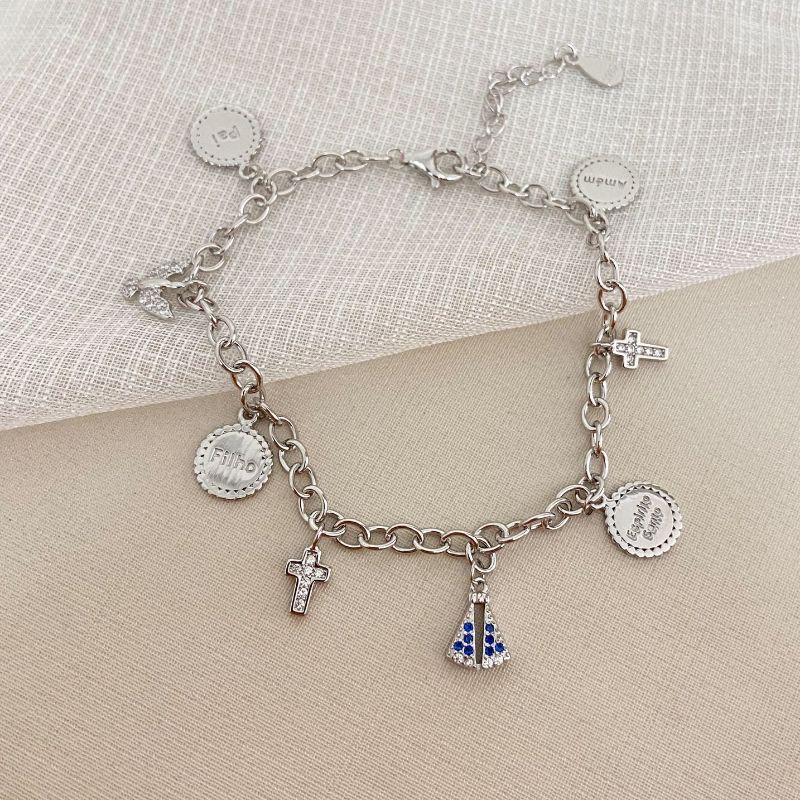 Pulseira Prata Divino/N S Aparecida/Cruz