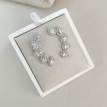 Brinco Prata Earcuff Pedras Cravejado