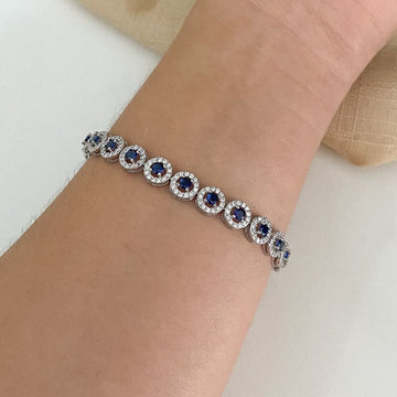 Pulseira Prata Pedra Red Cravejada