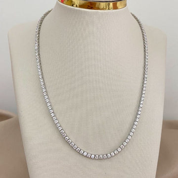 Gargantilha Prata Riviera 2mm Cristal 40cm