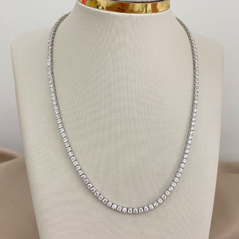 Gargantilha Prata Riviera 2mm Cristal 40cm