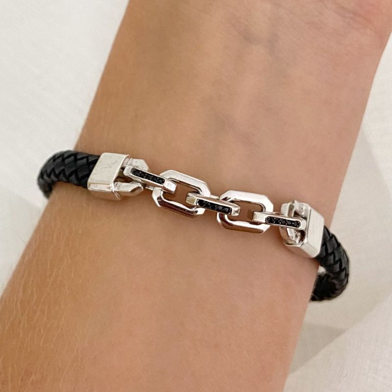 Pulseira Prata Preto/Rodio