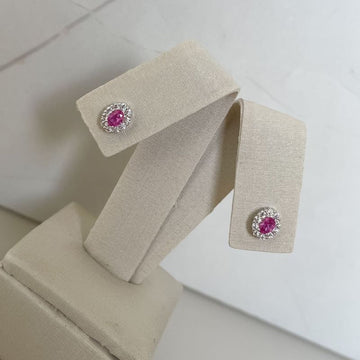 Brinco Prata Pedra Rosa