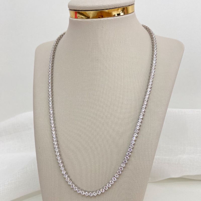 Gargantilha Prata Riviera Cristal 3g 45cm 3mm