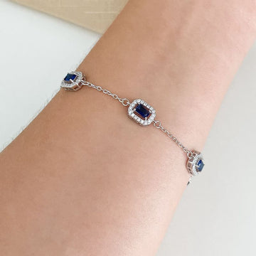 Pulseira Prata 5 Pedra Cravejada