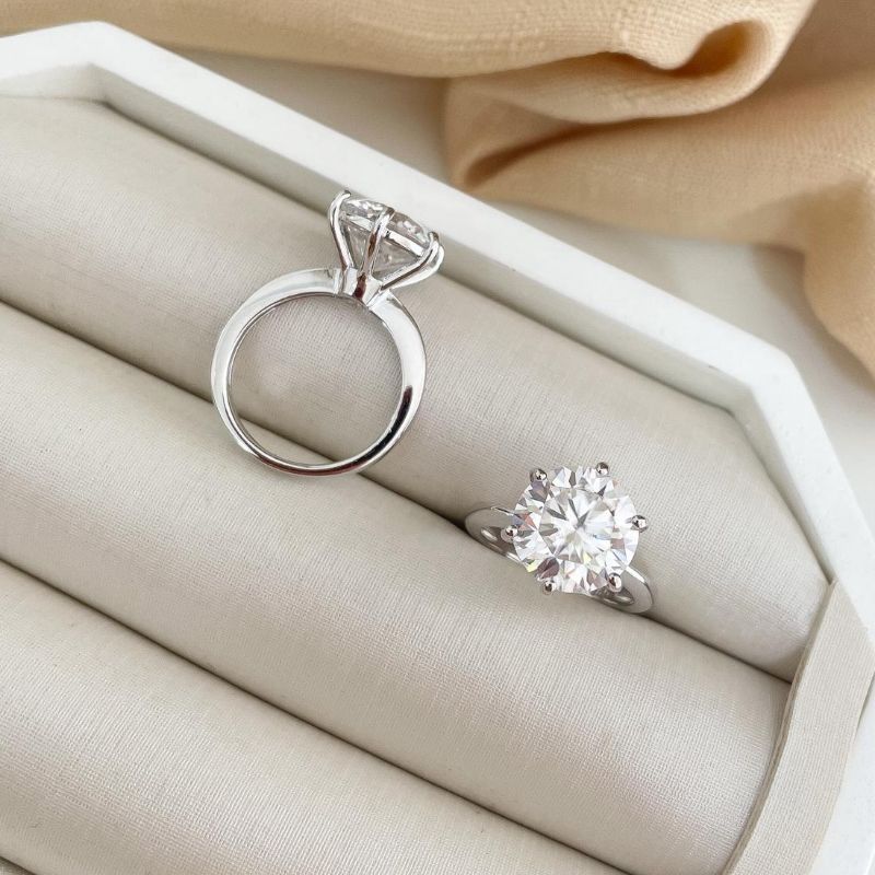 Anel Prata Solitário 11mm Moissanite