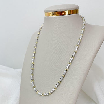 Gargantilha Prata em Pedras Cristais 3mm 45cm