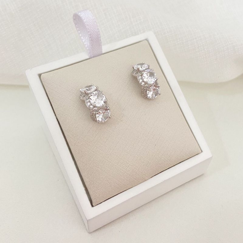 Brinco Prata Pedra Cristal Cravejado