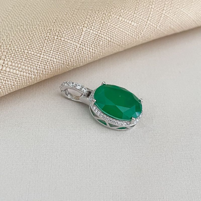 Pingente Prata Pedra Cravejada 12mm