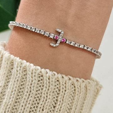 Pulseira Prata Riviera Letra J