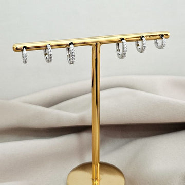 Argola Prata Trio Cravejada