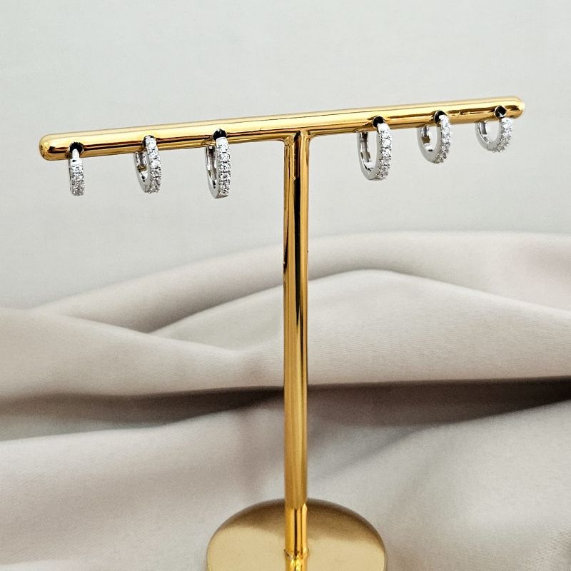 Argola Prata Trio Cravejada