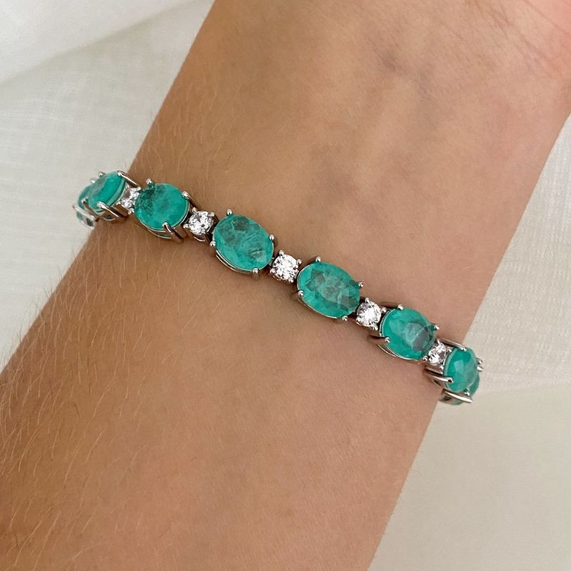 Pulseira Prata em Pedras 17cm 6mm