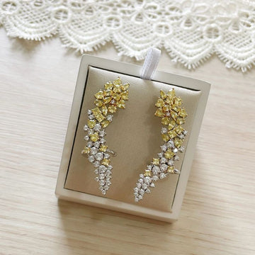 Brinco Prata Earcuff Cristal Amarelo