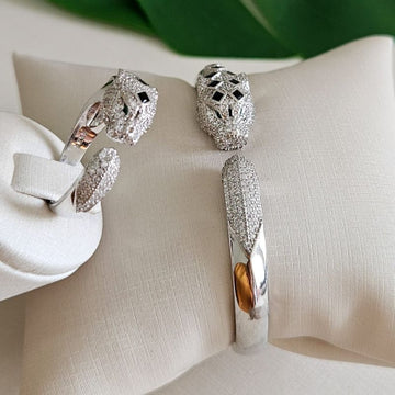 Bracelete/Anel Prata Leopardo Cx 18