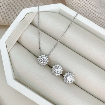 Conjunto Prata Pedra Cravejada