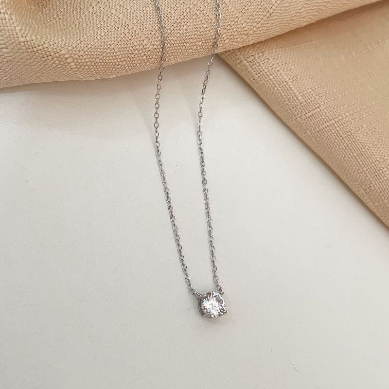 Gargantilha Prata Ponto de Luz Cristal 6mm